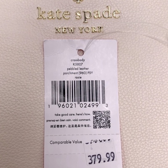 New Kate Spade Rosie Large Crossbody Pebbled Leather Parchment - Picture 10 of 16